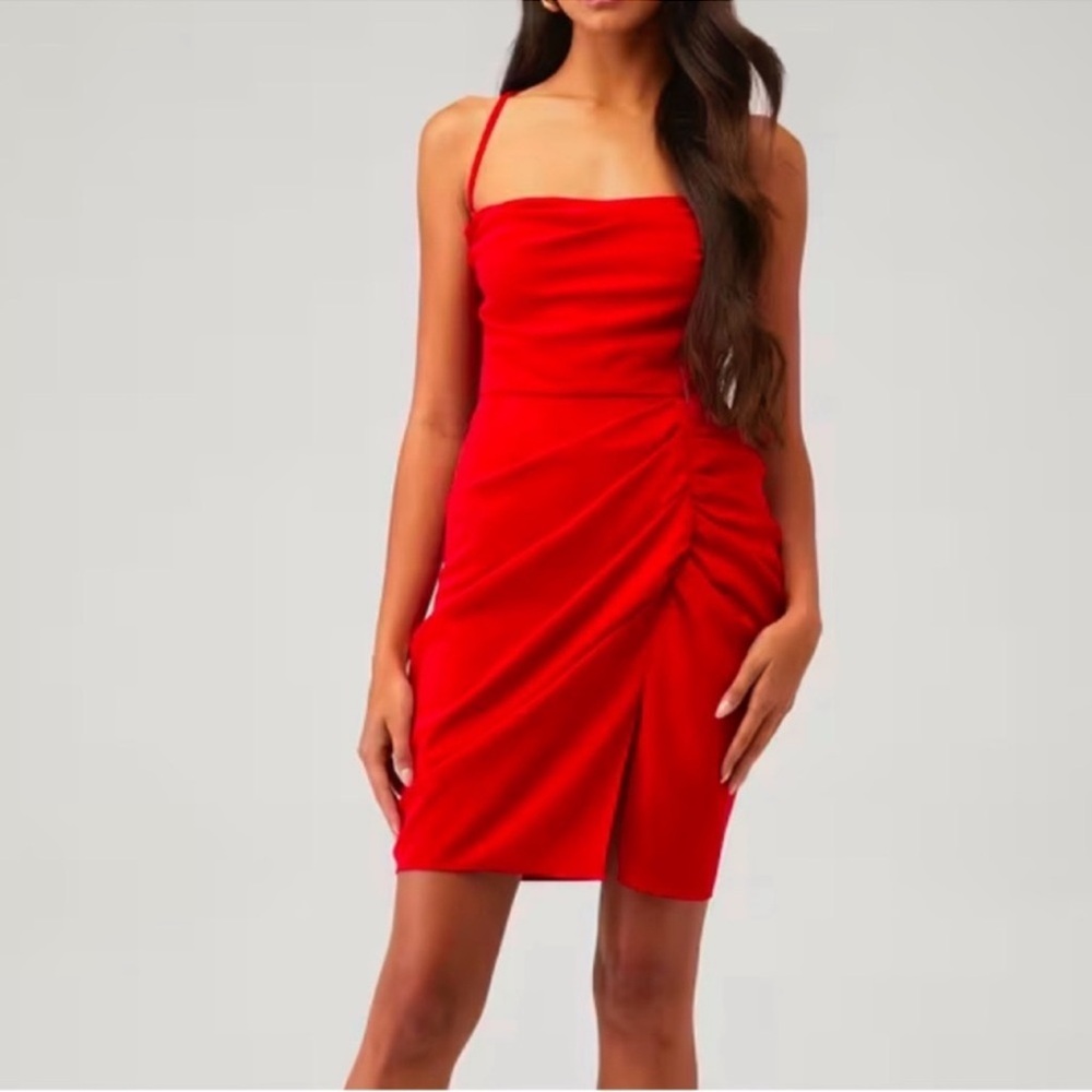 Amanda Uprichard red strappy back mini dress